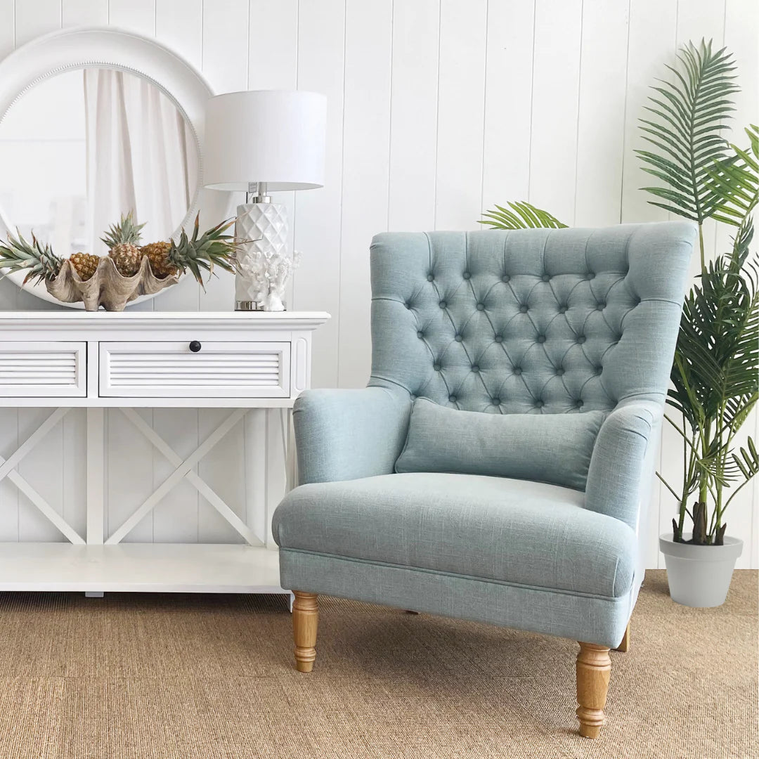 Hampton Duck Egg Wingback Armchair – HAMPTONS STYLE INTERIORS PERTH