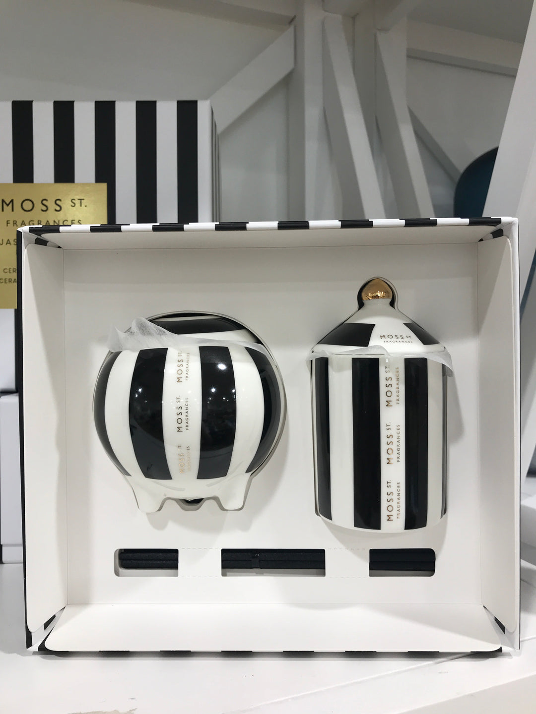 Moss Street Mini Ceramic Candle and Diffuser Gift Set Jasmine