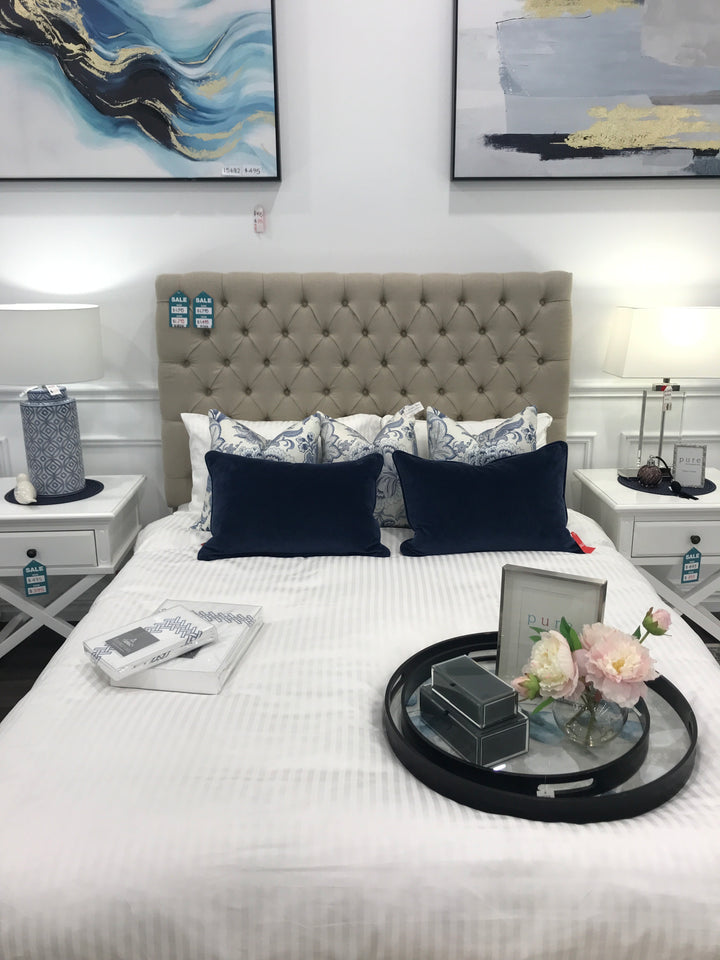 Hampton Beige Buttoned Bedhead Queen