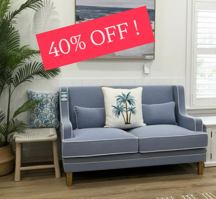 Bondi Hamptons  2 Seater Sofa Sky Blue FLOORSTOCK