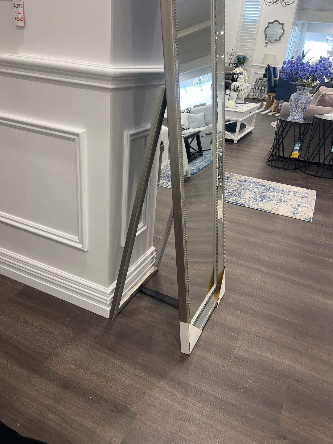 Zeta Antique Silver Standing Mirror