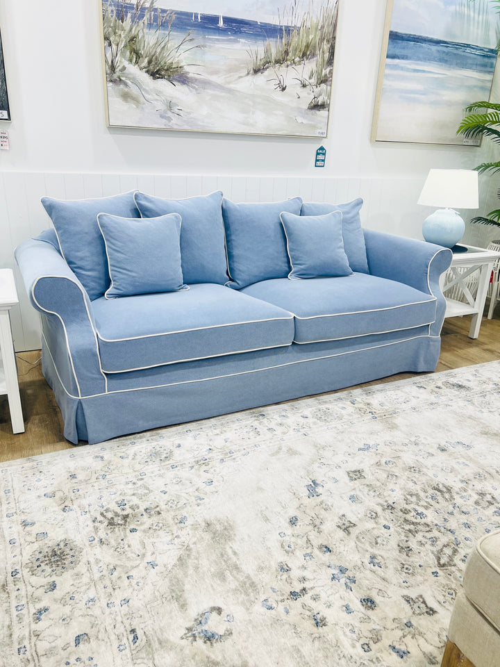 Ayla Hamptons 3 Seater Sofa Sky Blue
