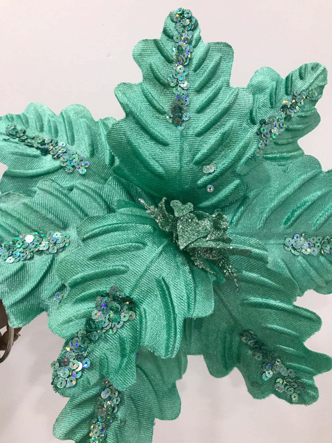 Clip on Poinsettia Tiffany Glitter Lines