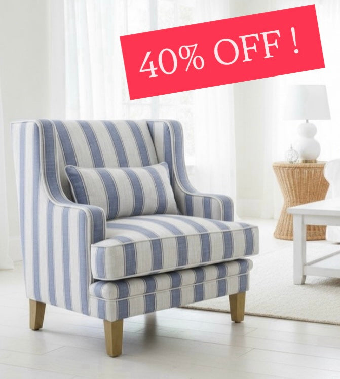 Bondi Hamptons Blue Stripe Armchair