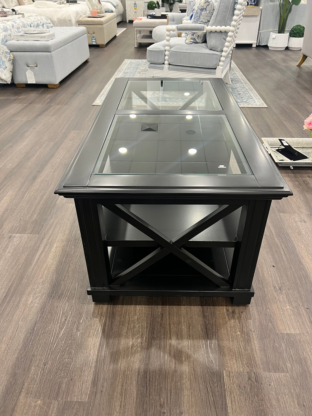 Sorrento Rectangle Glass Top Coffee Table Black