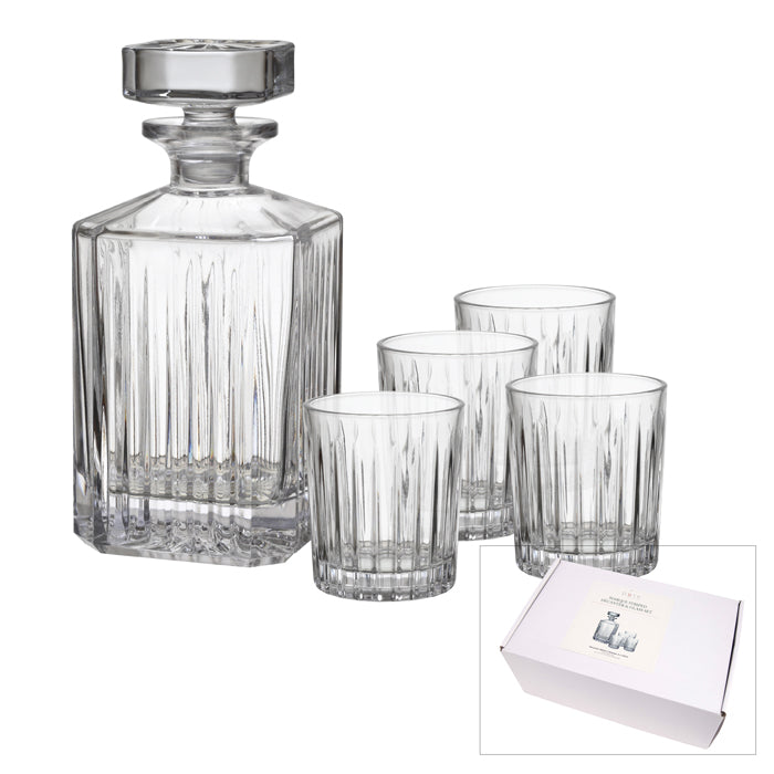 Marque Striped Decanter & 4 Glass Set