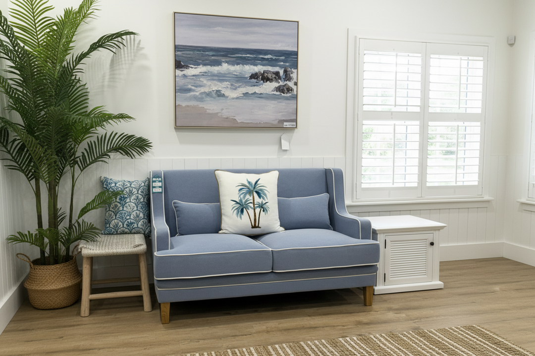 Bondi Hamptons  2 Seater Sofa Sky Blue FLOORSTOCK