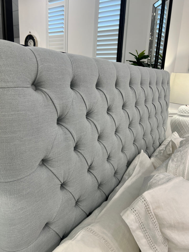 Hampton Duck Egg Buttoned Bedhead Queen