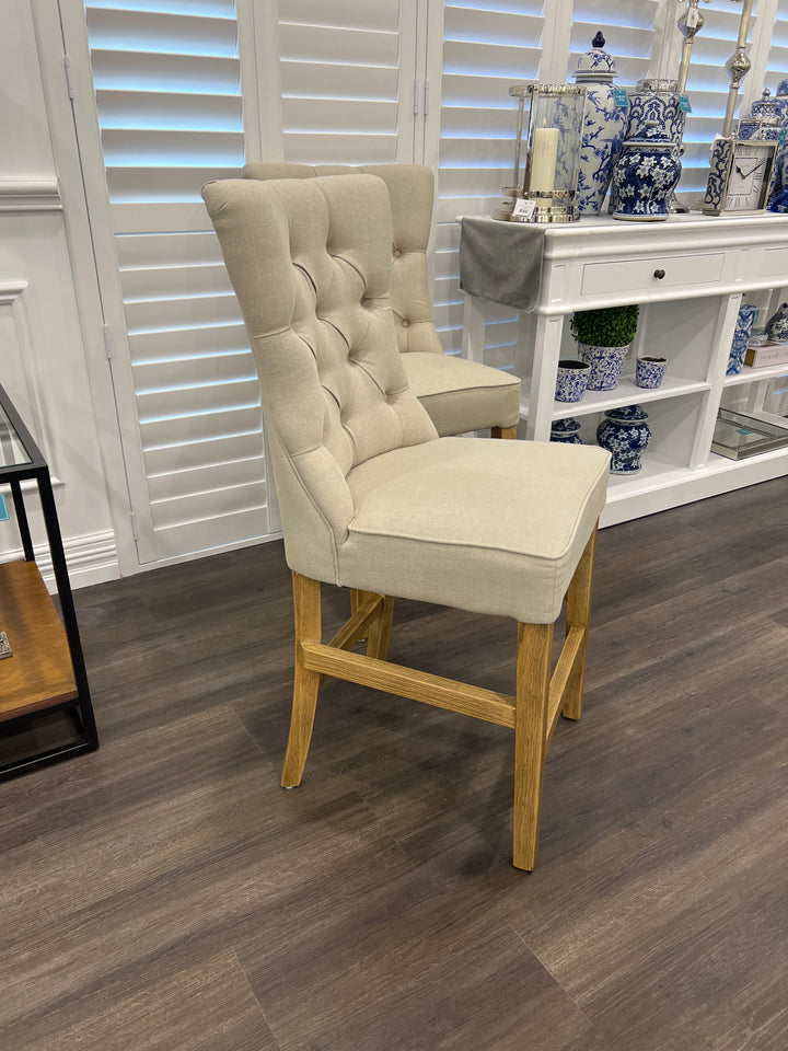 Hampton Beige Linen Counter Chair 65cm Seat Height
