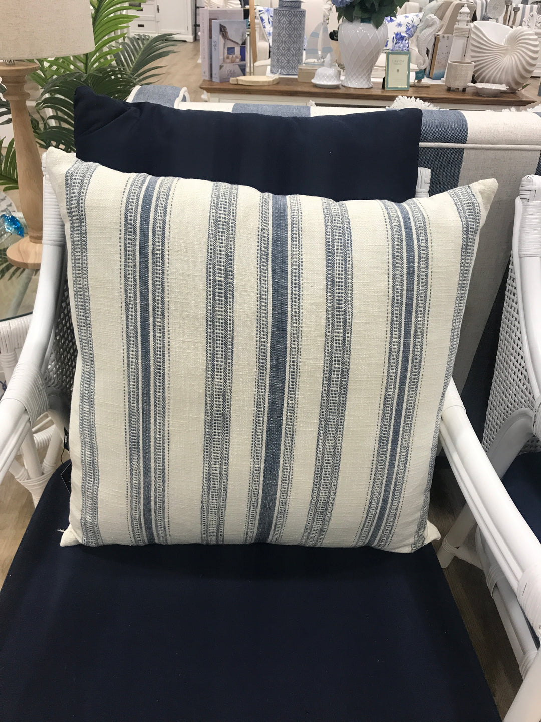 Hamptons Starboard Blue Stripe Cushion