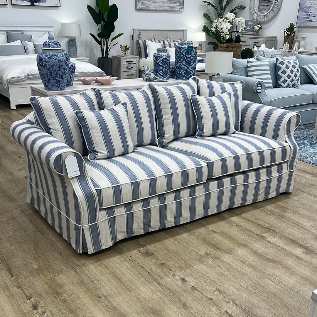 Ayla Hamptons 3 Seater Sofa Blue Stripe