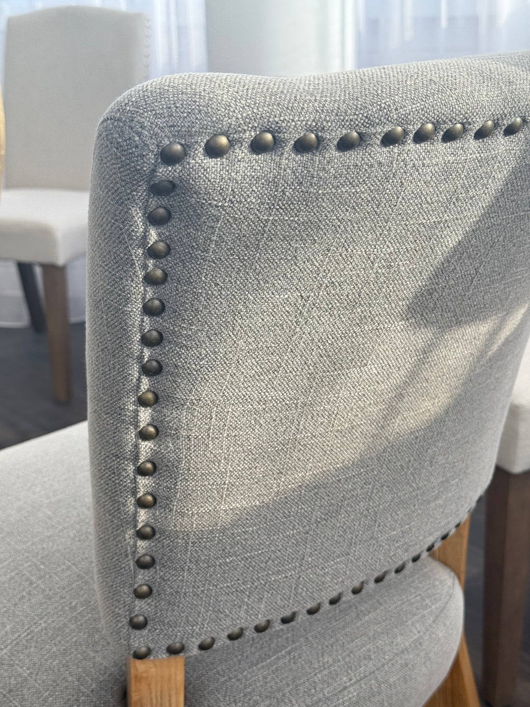 Clara Oakwood Linen Dining Chair Grey