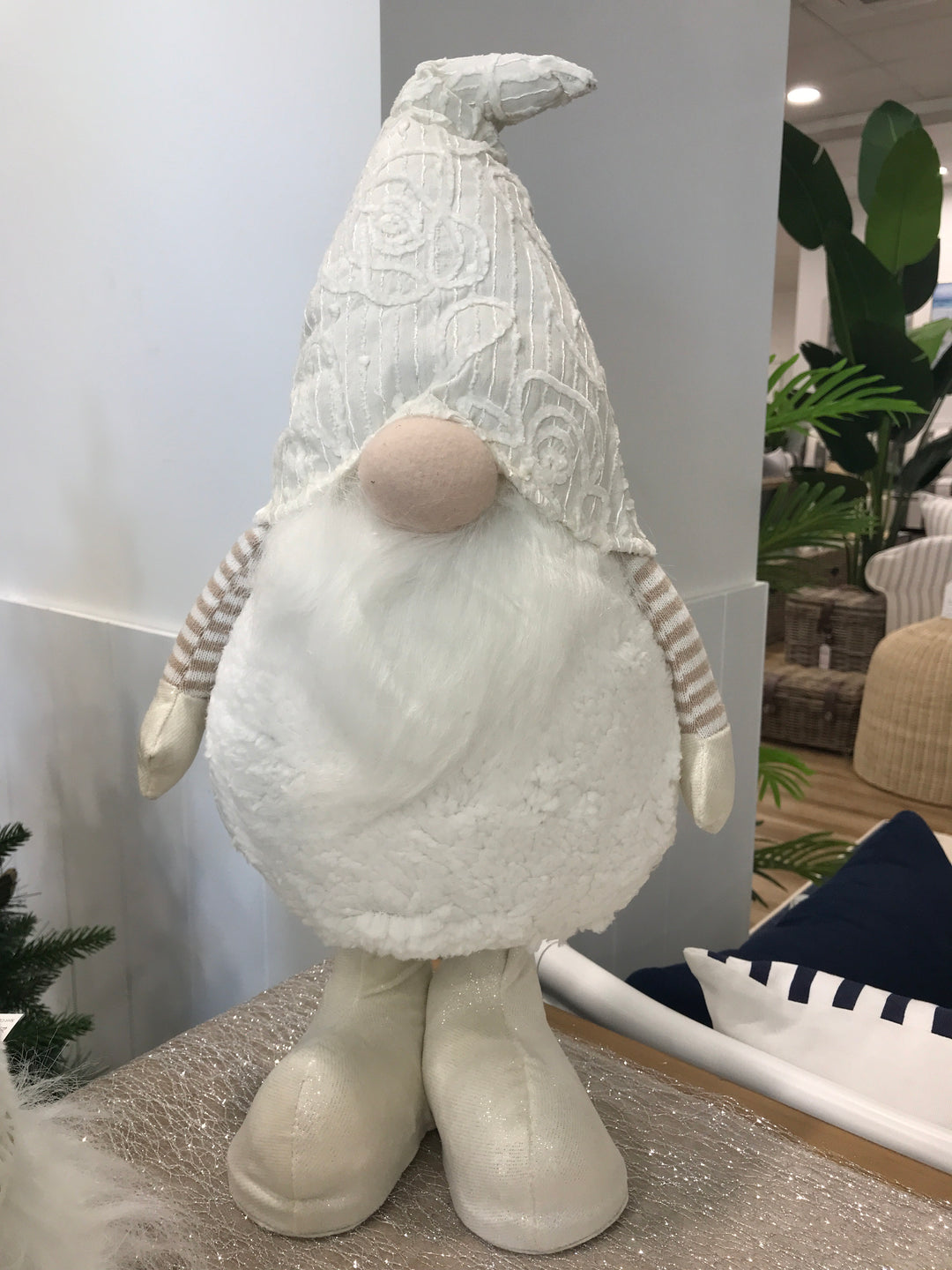 Standing Gnome Fabric 24x17x59cm White