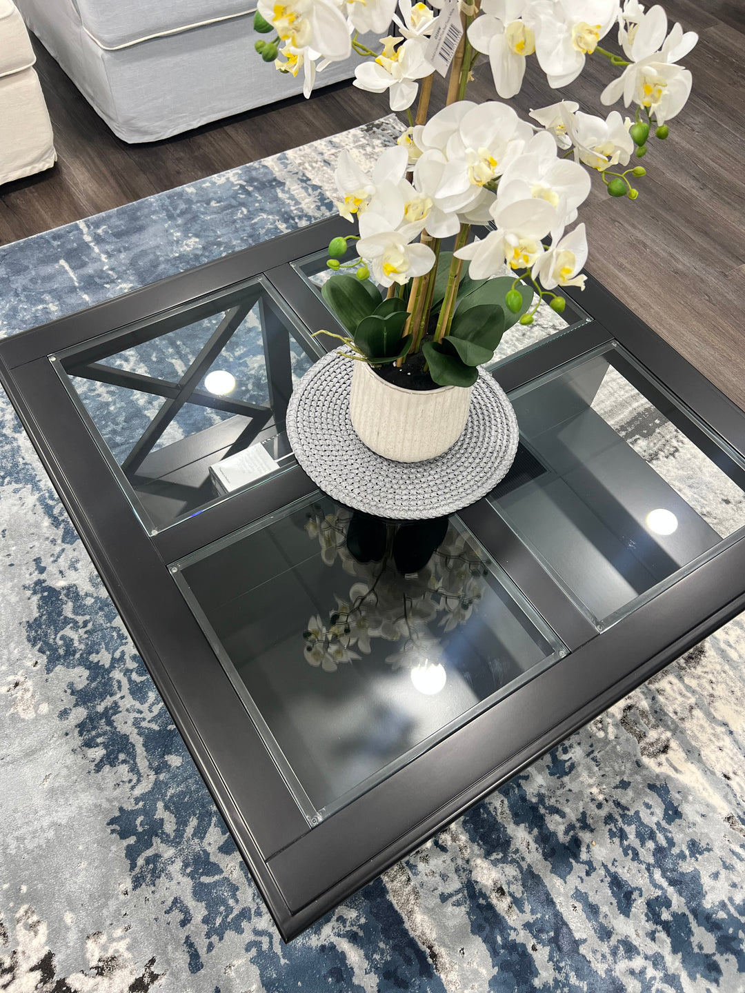 Sorrento Hamptons Black Square 100cm Coffee Table White