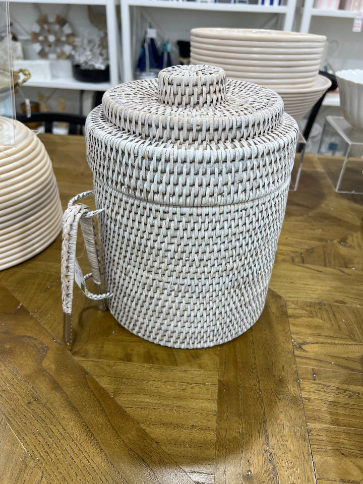 Rattan Ice bucket w/ Tong