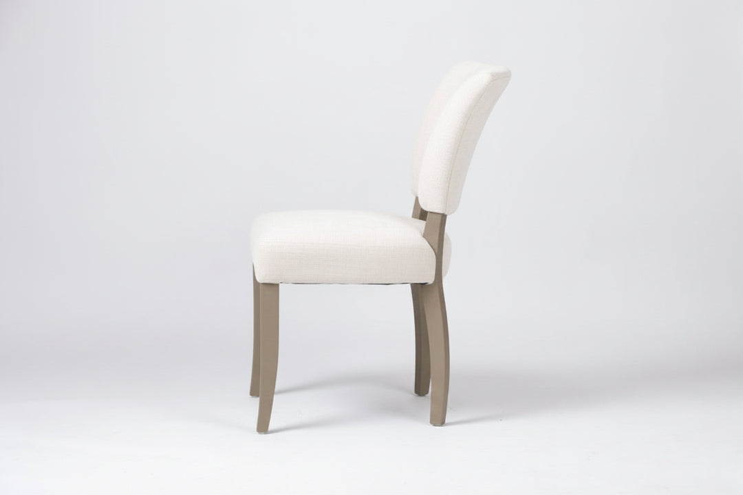 Clara Oakwood Linen Dining Chair Beige No Nails Brown Legs