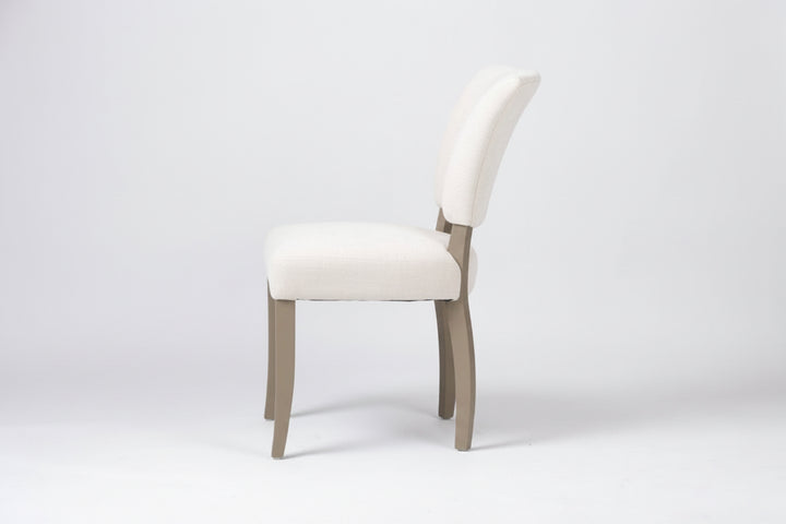 Clara Oakwood Linen Dining Chair Beige No Nails Brown Legs