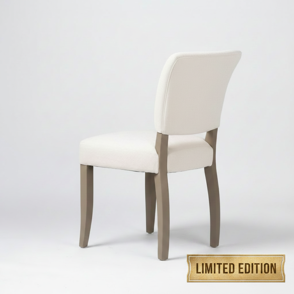Clara Oakwood Linen Dining Chair Beige No Nails Brown Legs