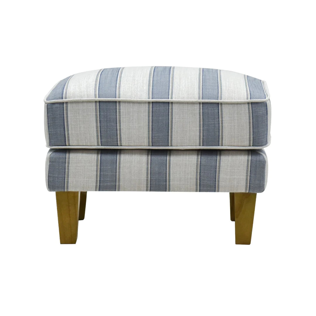 Hudson Blue Stripe Footstool