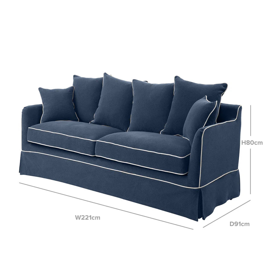 East Hampton 3 Seater Queen Sofa Bed Navy