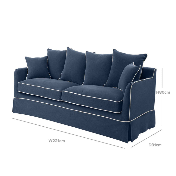 East Hampton 3 Seater Queen Sofa Bed Navy