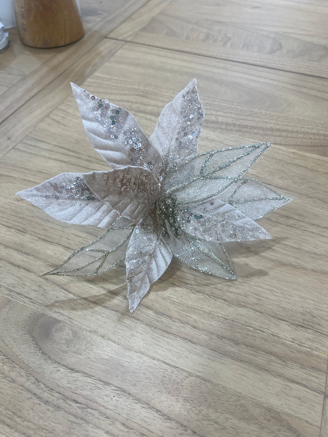 Champagne Sheer Encrusted Poinsettia