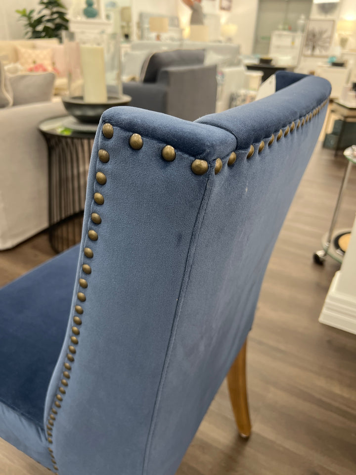 Hamptons Navy Velvet Carver Dining Chair