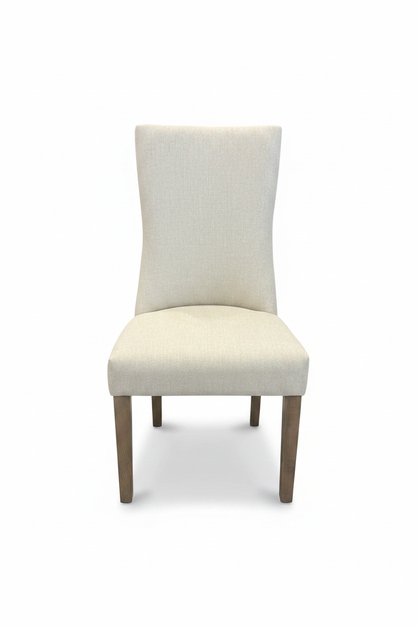 Beige Linen Dining Chair Brown Leg
