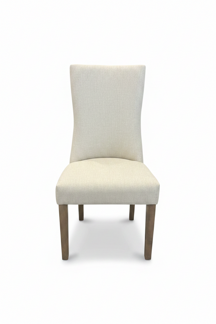 Beige Linen Dining Chair Brown Leg