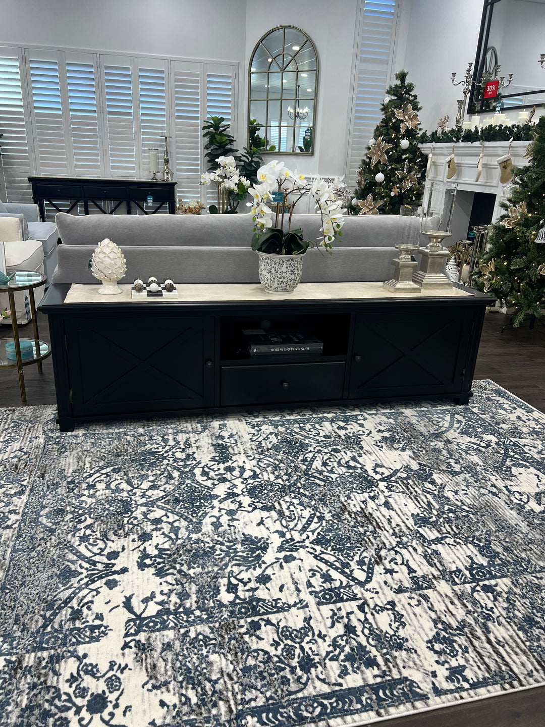 Sorrento Hamptons Black Large TV Unit 220cm