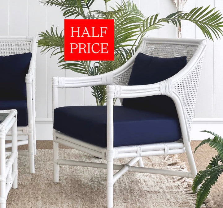 Havana Rattan Occasional Chair White FLOORSTOCK