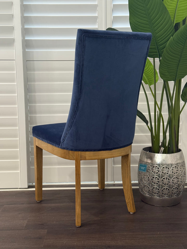 Hampton Oakwood Navy Velvet Dining Chair