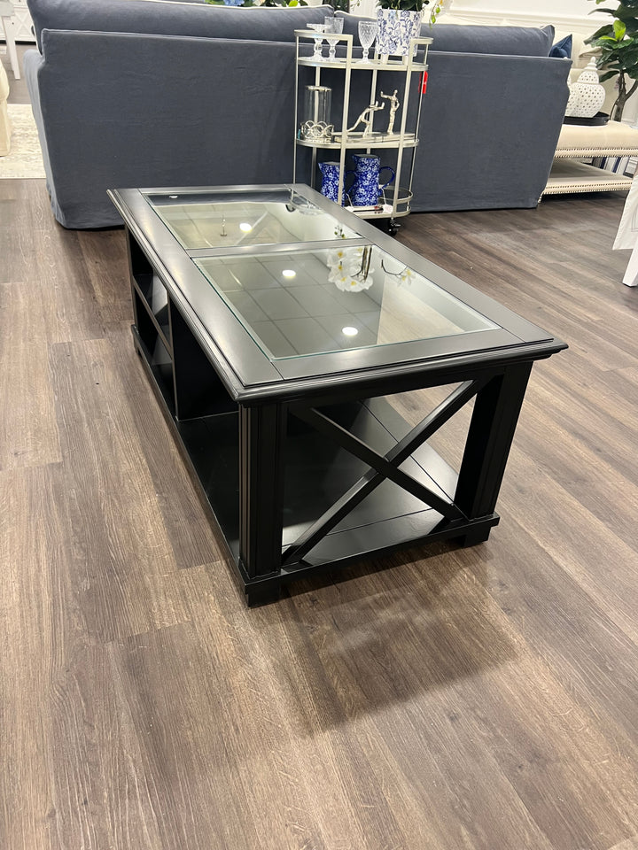 Sorrento Rectangle Glass Top Coffee Table Black