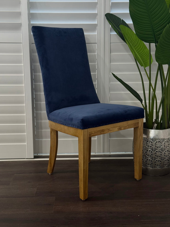 Hampton Oakwood Navy Velvet Dining Chair