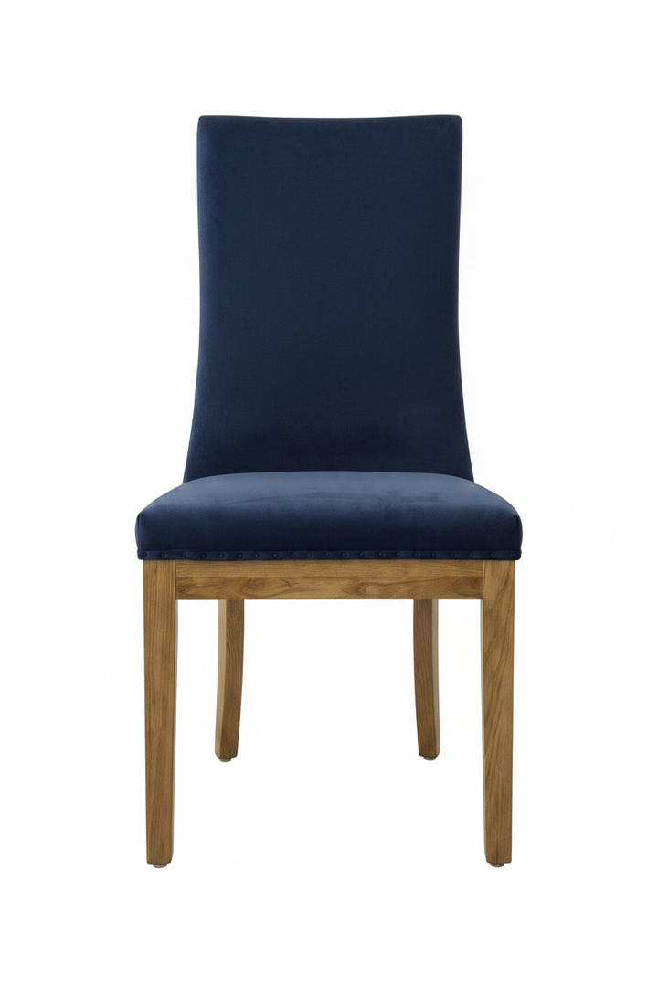 Hampton Oakwood Navy Velvet Dining Chair