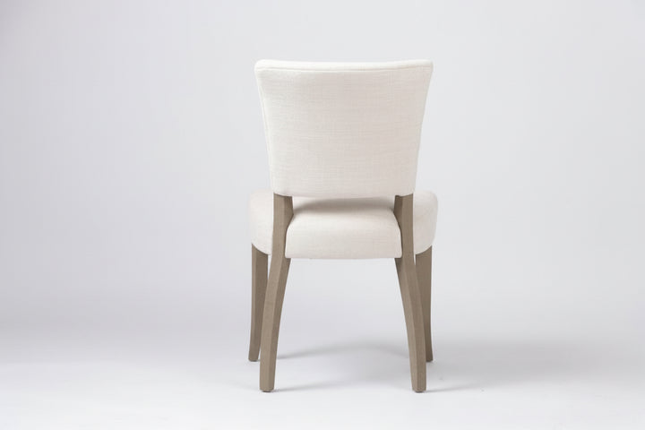 Clara Oakwood Linen Dining Chair Beige No Nails Brown Legs