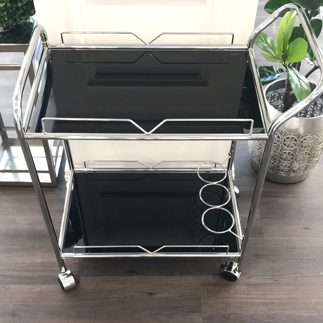 Dean Black Glass Bar Cart
