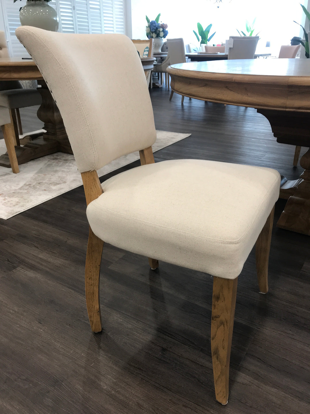Clara Oakwood Linen Dining Chair