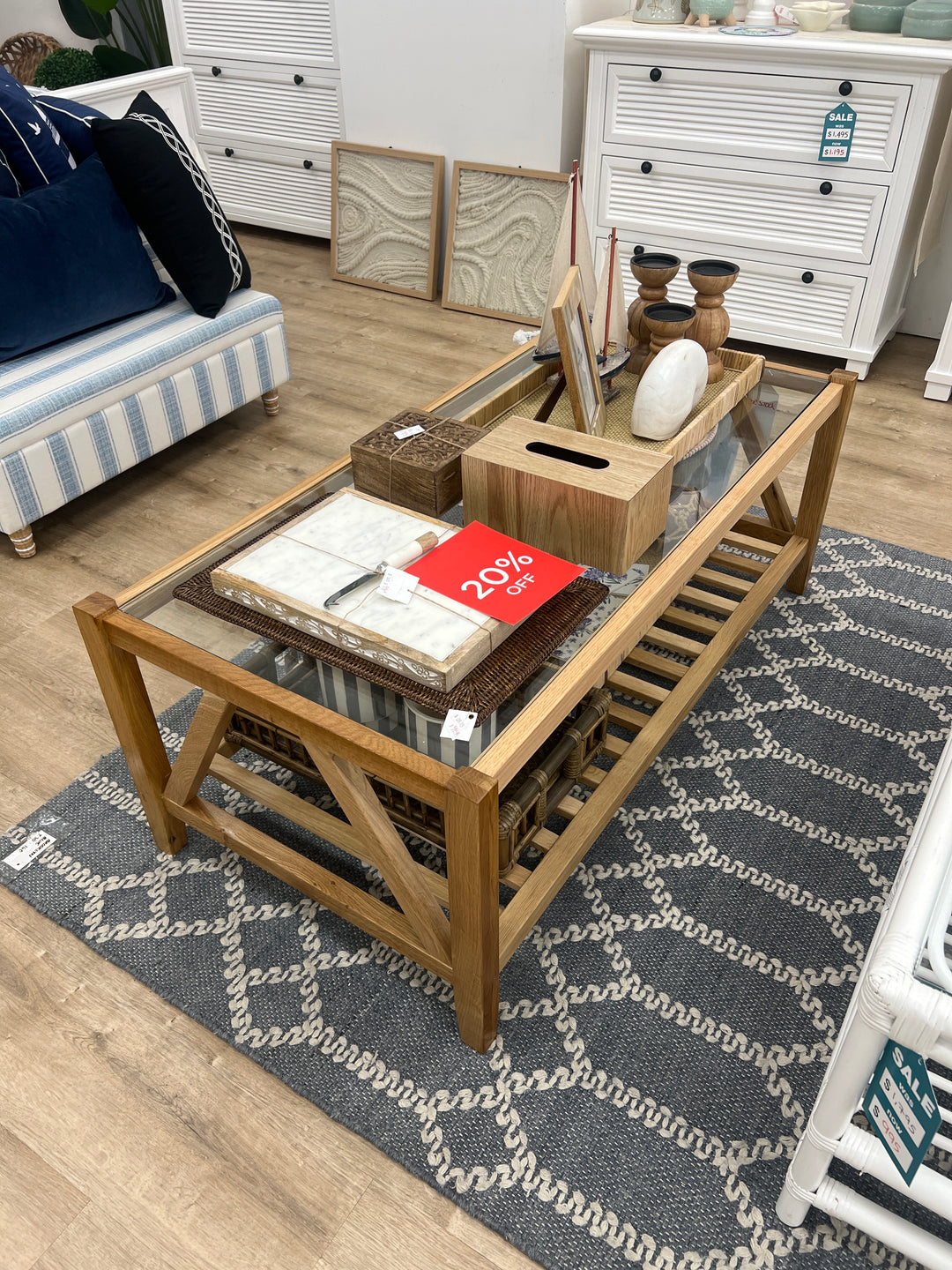 Oslo Oak Glass Top Coffee Table