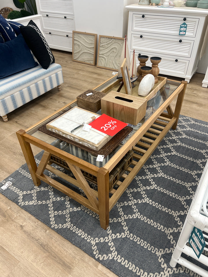 Oslo Oak Glass Top Coffee Table