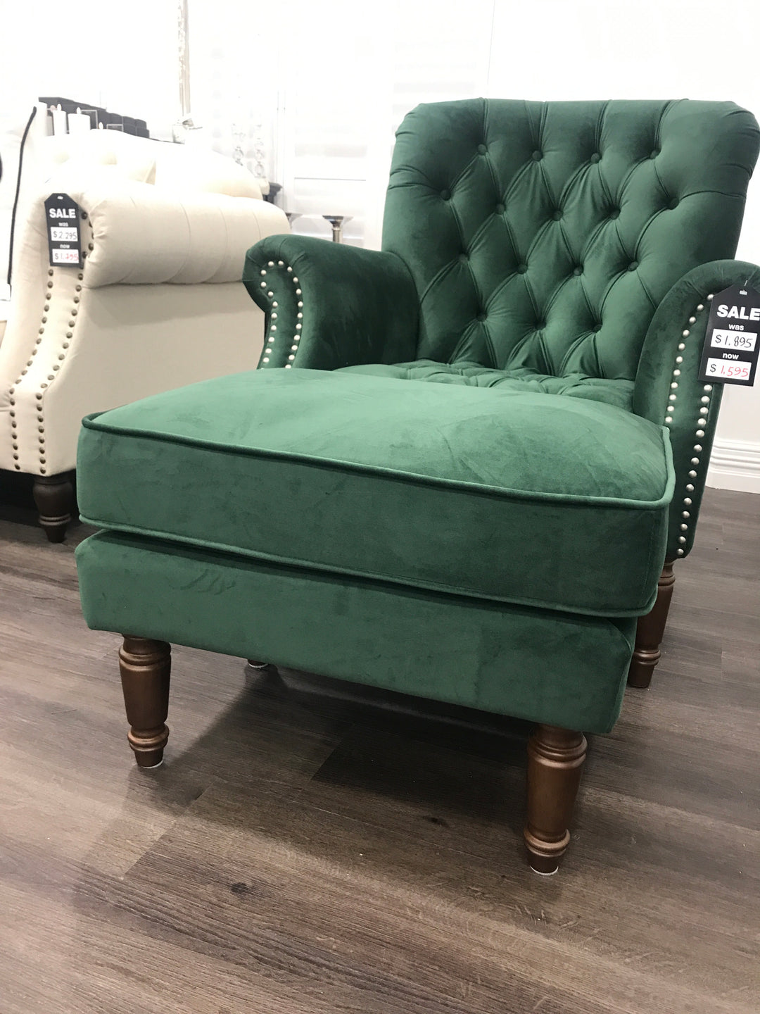 Sofia Footstool Emerald Green Velvet