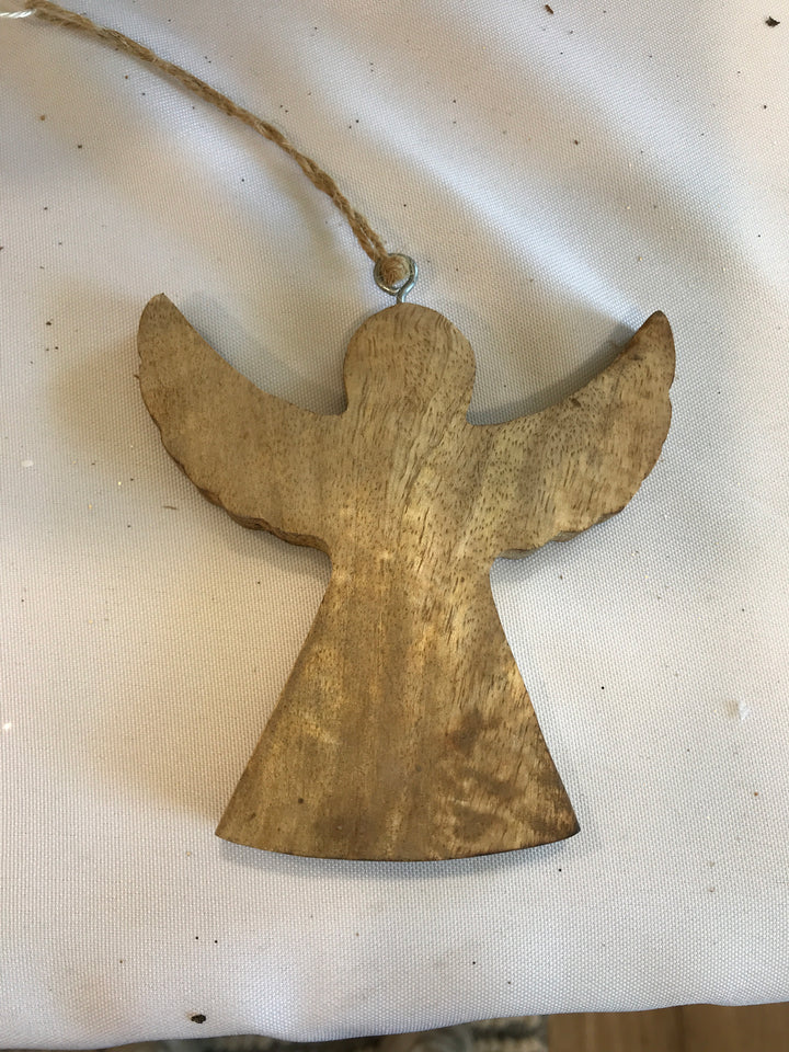 Mango Wood Xmas Hanger 10cm Brown 5 Asst