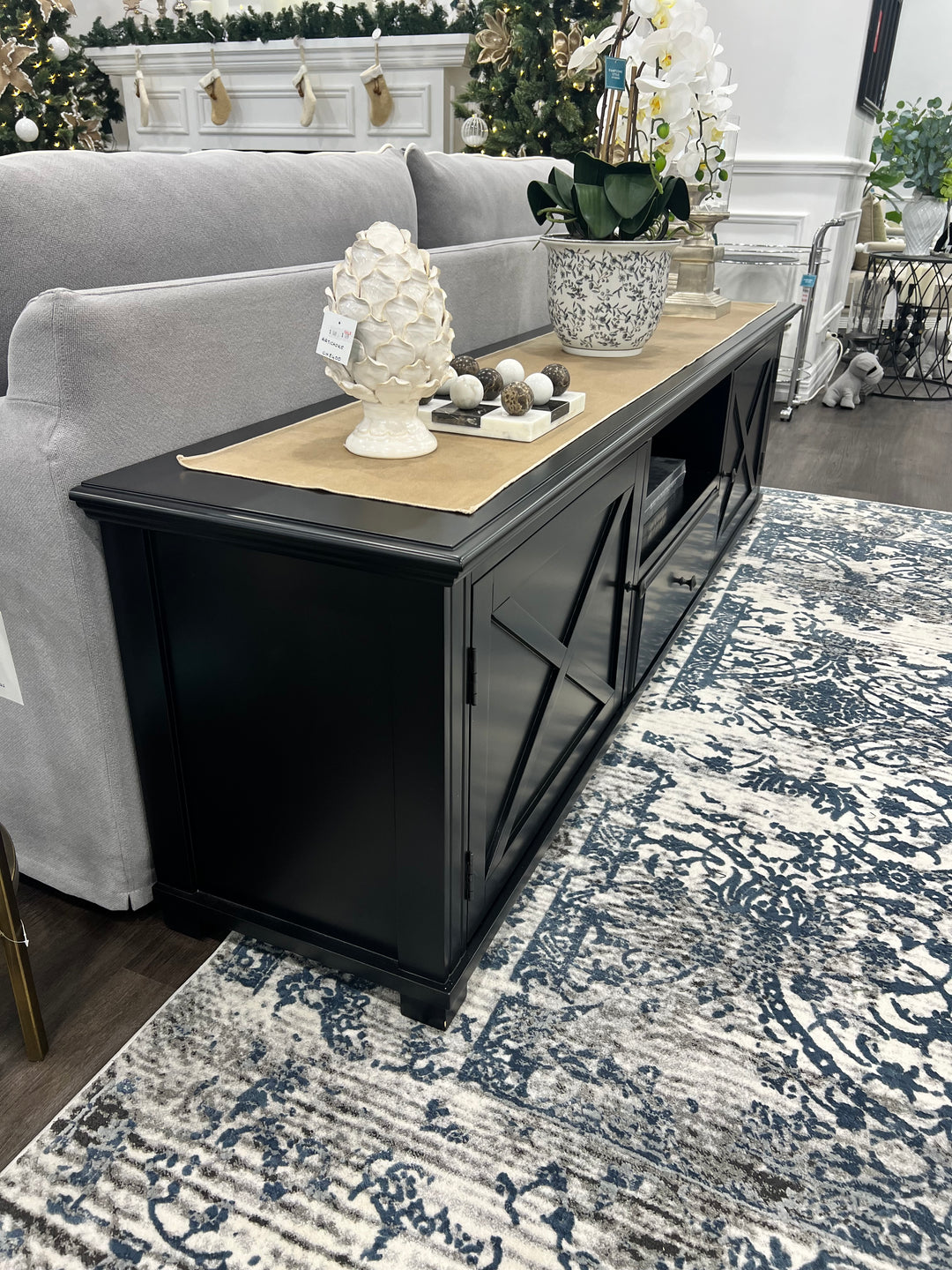 Sorrento Hamptons Black Large TV Unit 220cm