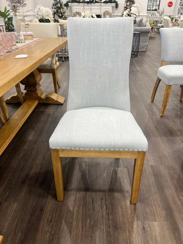 Duck Egg Hampton Oakwood Linen Dining Chair
