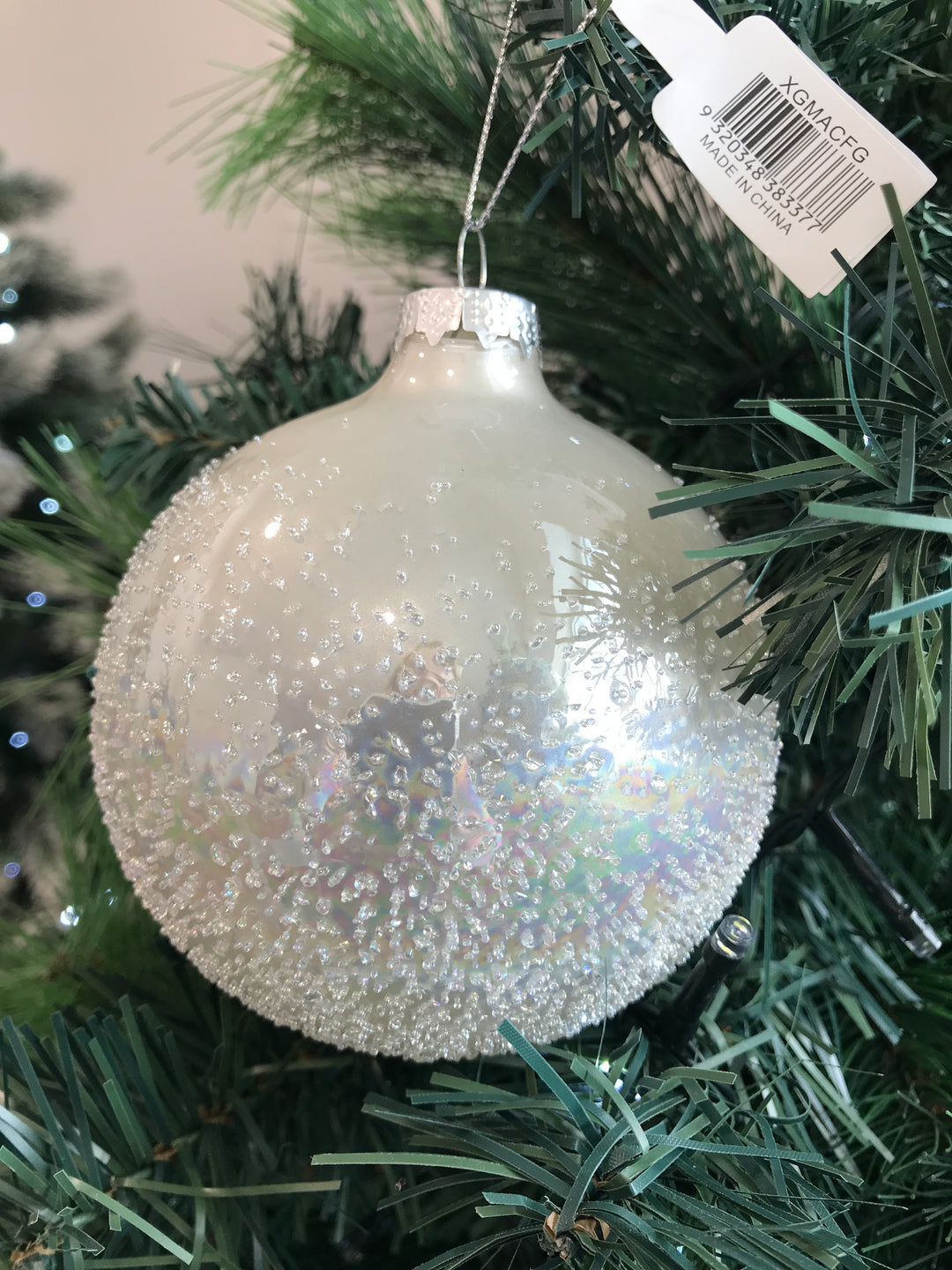 Glass 10cm Bauble Pearl