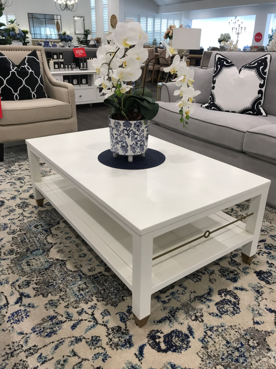 Montauk White and Brass Coffee Table FLOORSTOCK
