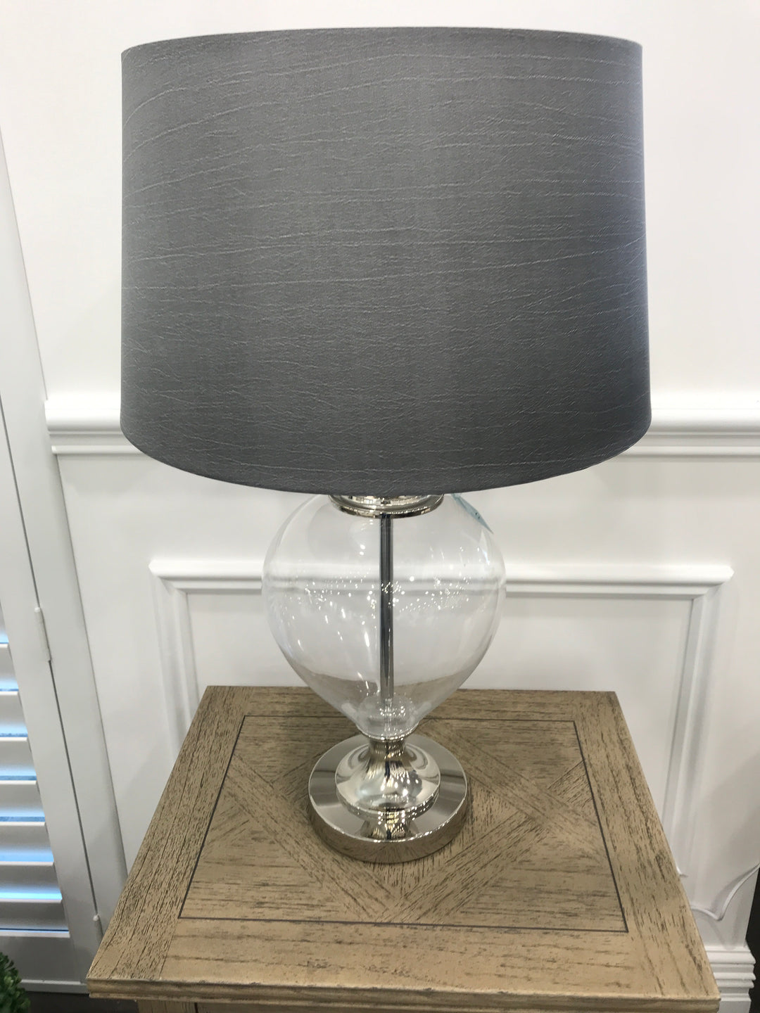 Sheriton Glass Lamp & Shade Light Grey