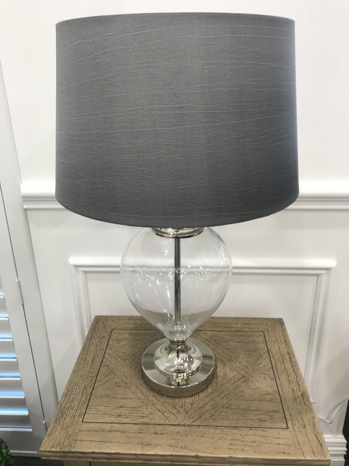 Sheriton Glass Lamp & Shade Light Grey