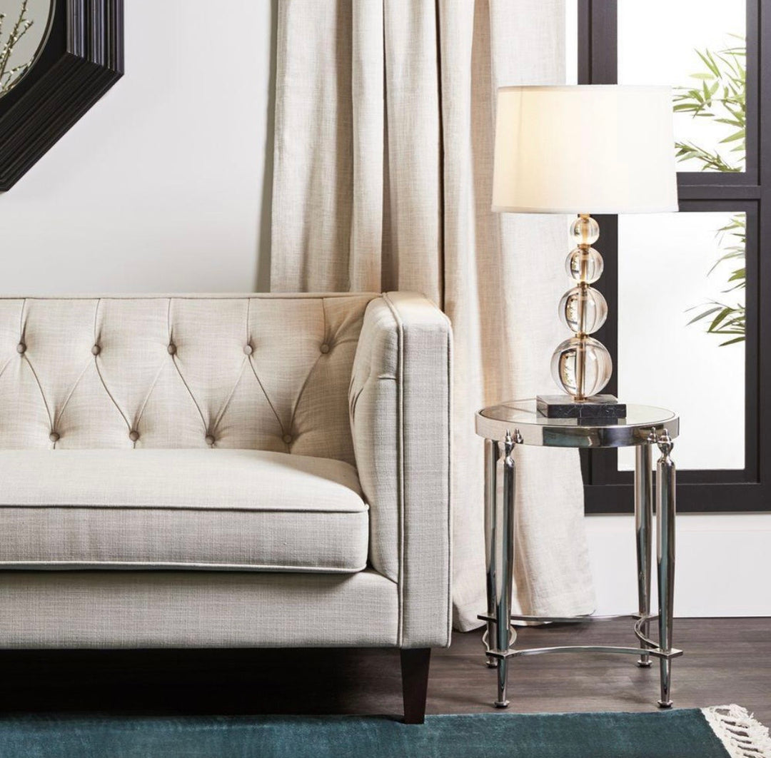Clarence 3 Seater Tufted Sofa Natural Linen