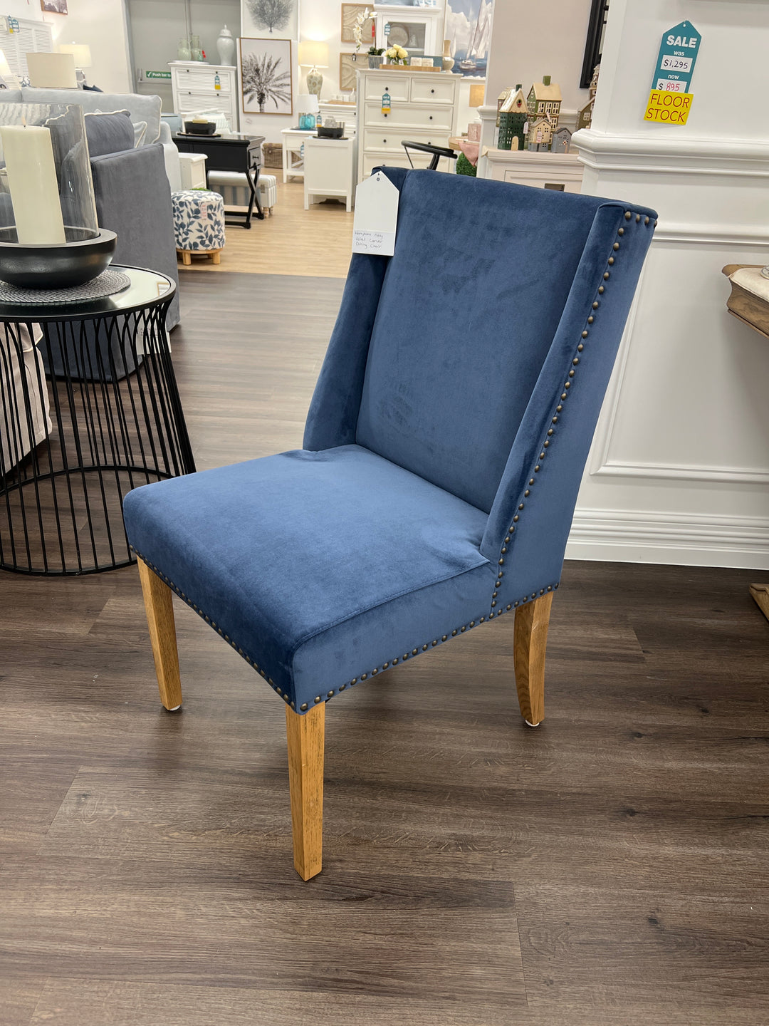 Hamptons Navy Velvet Carver Dining Chair